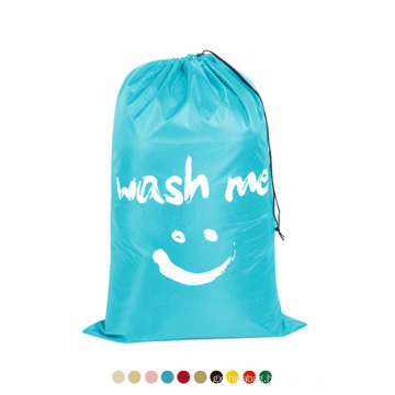 Custom waterproof Printed Logo Nylon Portable Large Storage Laundry Bag with Drawstring